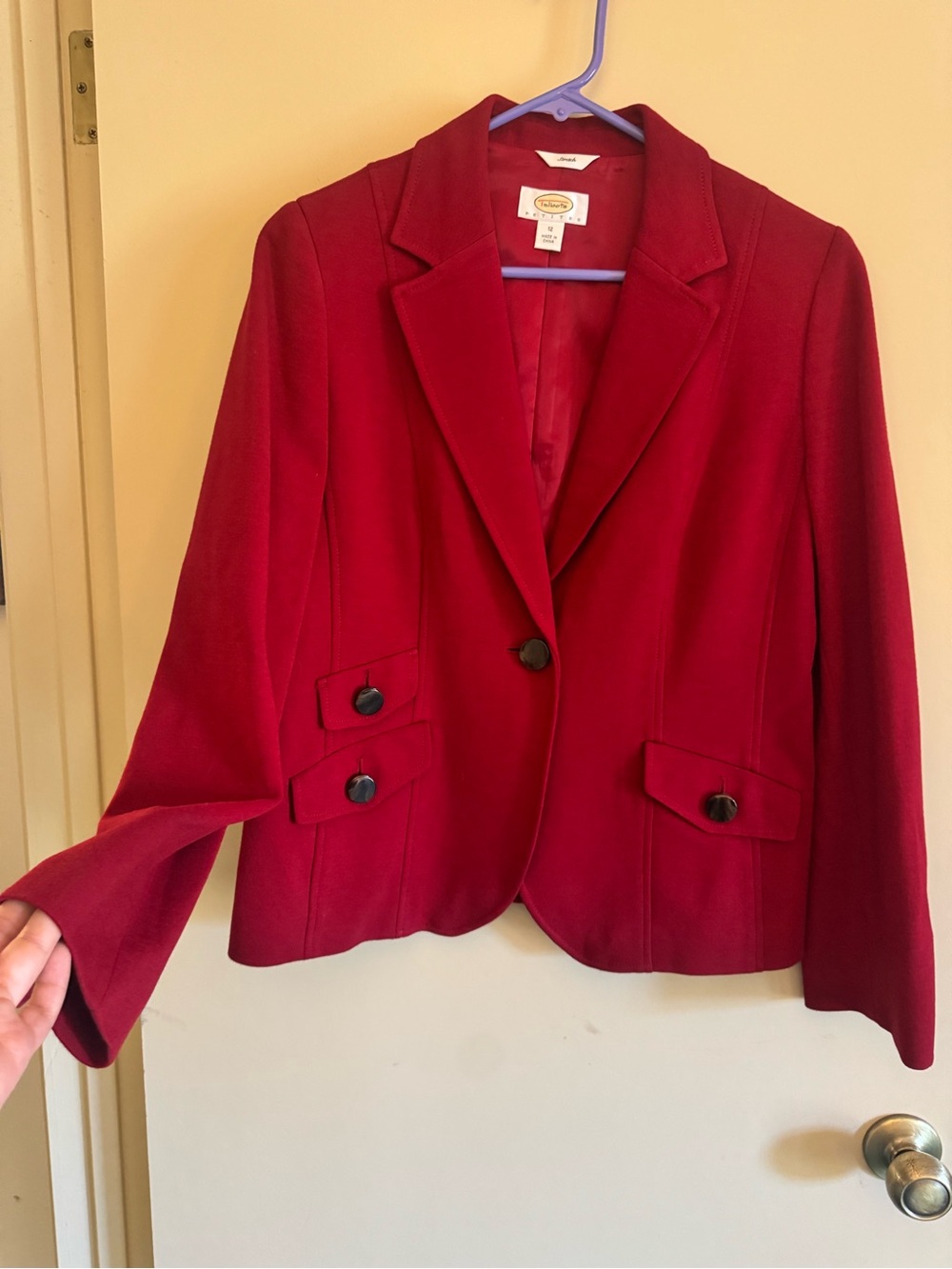 Talbots Deep Red Tailored Wool-Blend Blazer